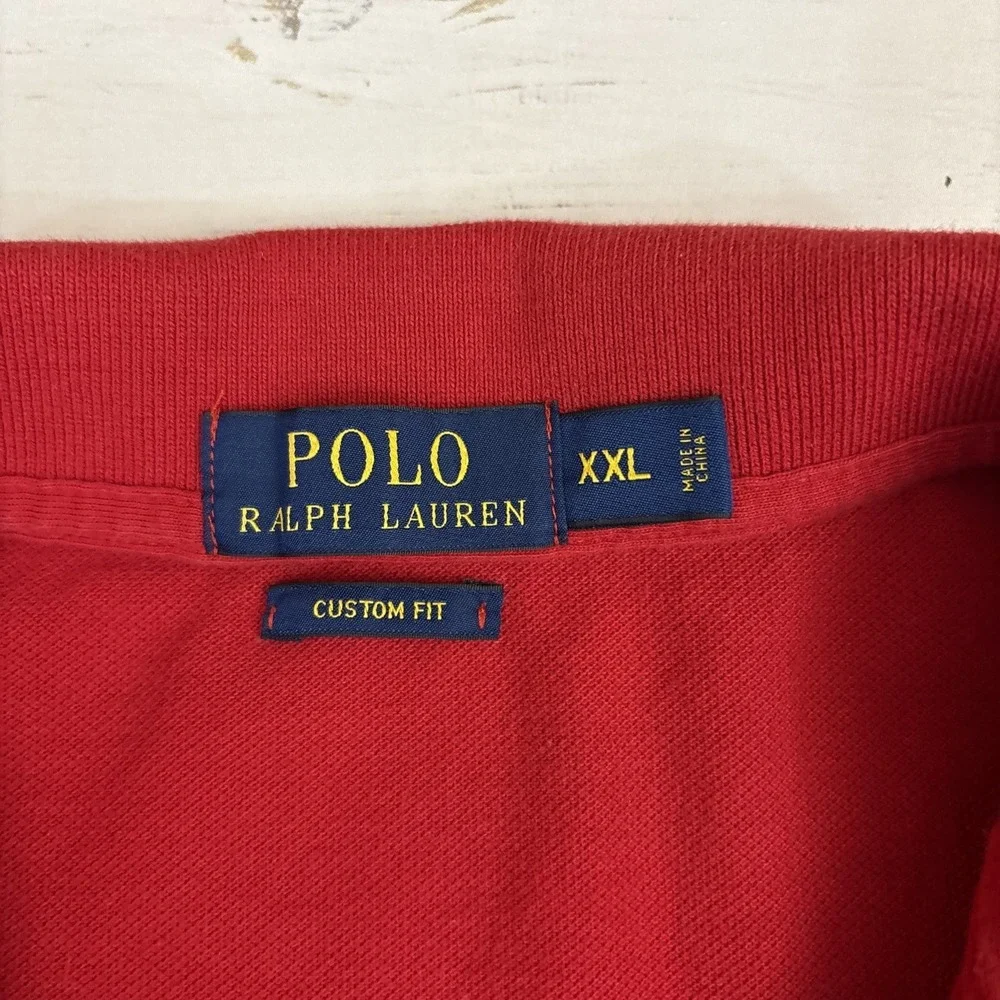 Polo Ralph Lauren Custom Fit Big Pony Polo Shirt Mens 2XL Red Flag Logo